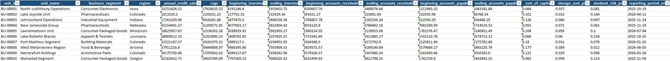 Sample of the Input Data tab